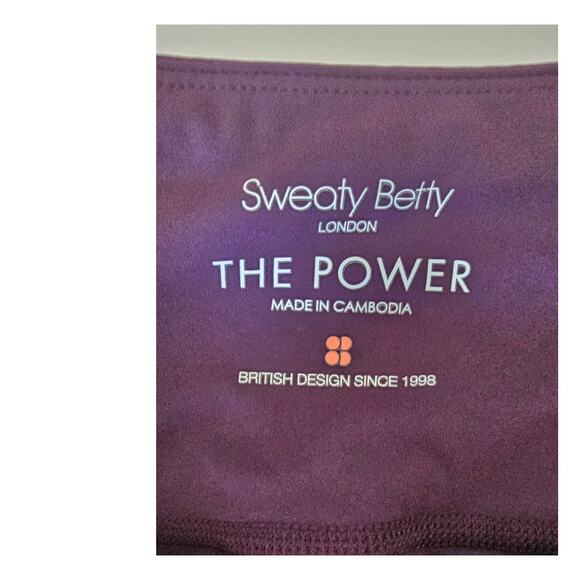 SWEATY BETTY The Power 7/8 Leggings plum purple mesh zip pocket Sz XS - Picture 6 of 10